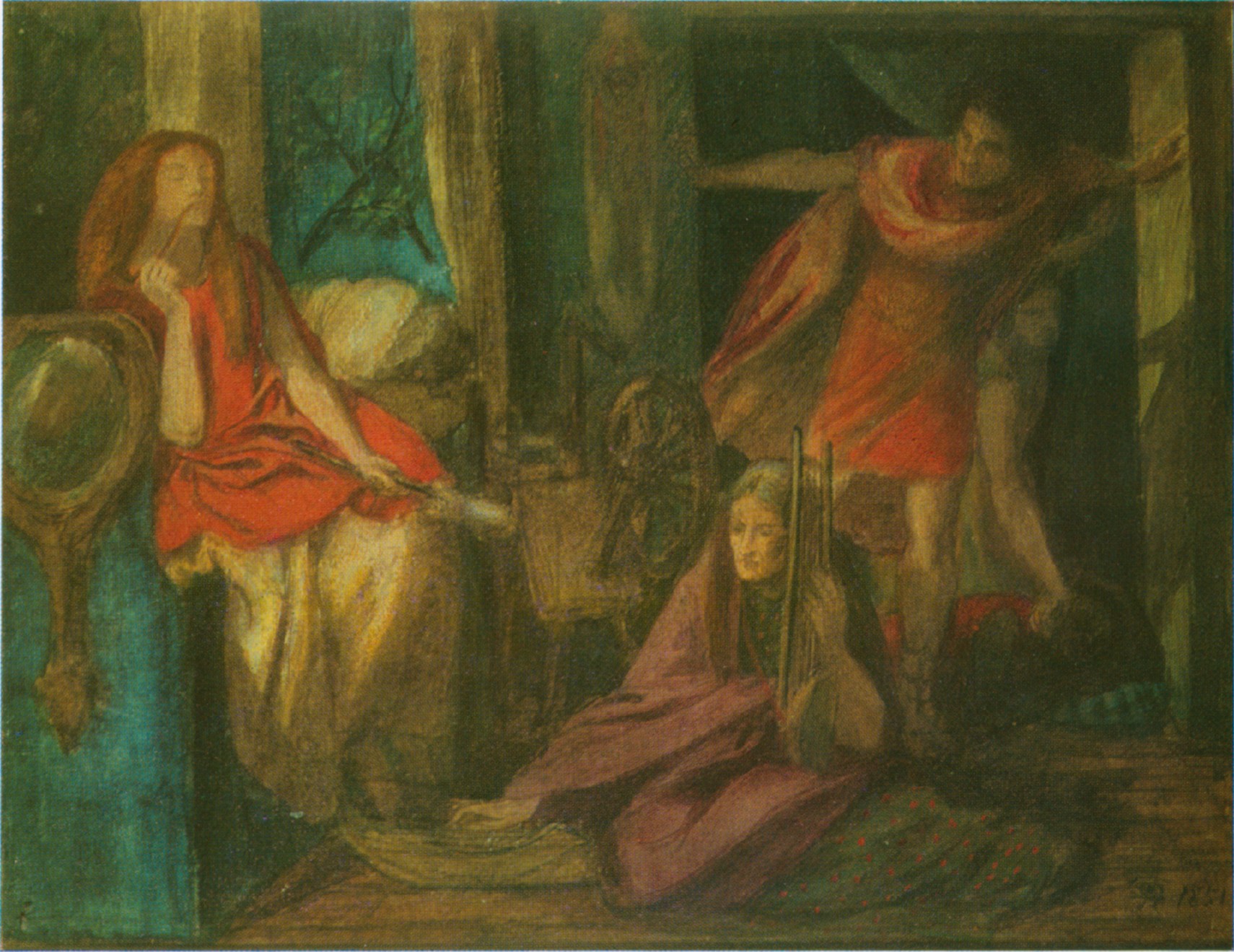 The Return of Tibullus to Delia (watercolour)