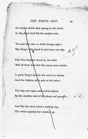 Facsimile images available for Ballads and Sonnets (1881), proof Signature F (Delaware Museum, early proof fragment)