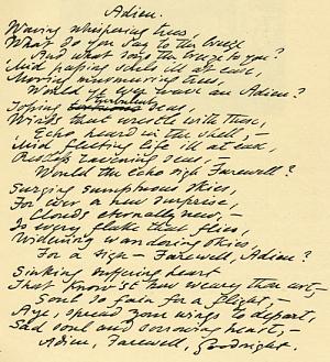 Handwriting                             from Adieu, written c. 1880