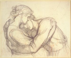 The Blessed Damozel (study for embracing lovers)
