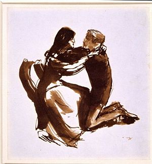 A Kneeling Man and a Seated Girl