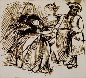 Two Women in 18th–Century Costume with a Negro Servant