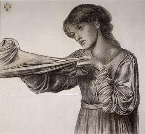 Dante's Dream at the Time of the Death of Beatrice (finished chalk drawing of right-hand
     attendant)