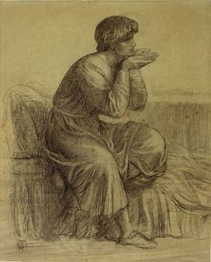 Dante's Dream at the Time of the Death of Beatrice (charcoal study of Dante)