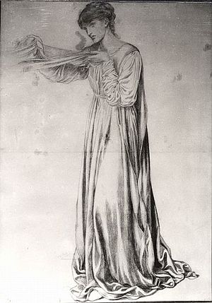 Dante's Dream at the Time of the Death of Beatrice (chalk study for attendant)